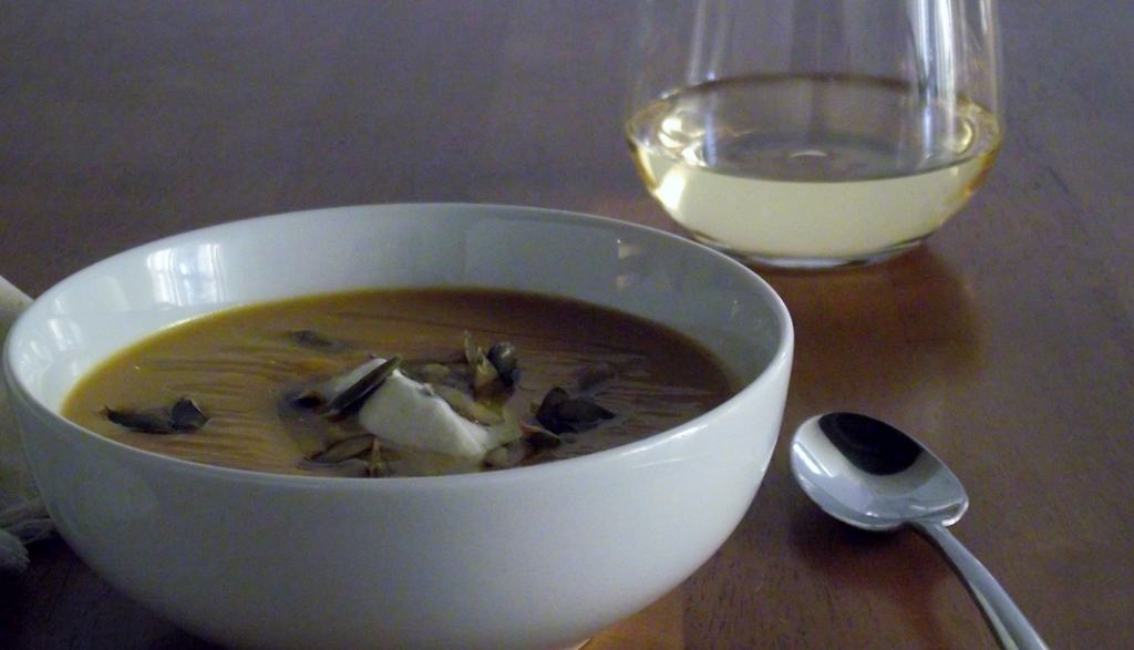 Acorn Squash Soup With Yogurt and Pepitas