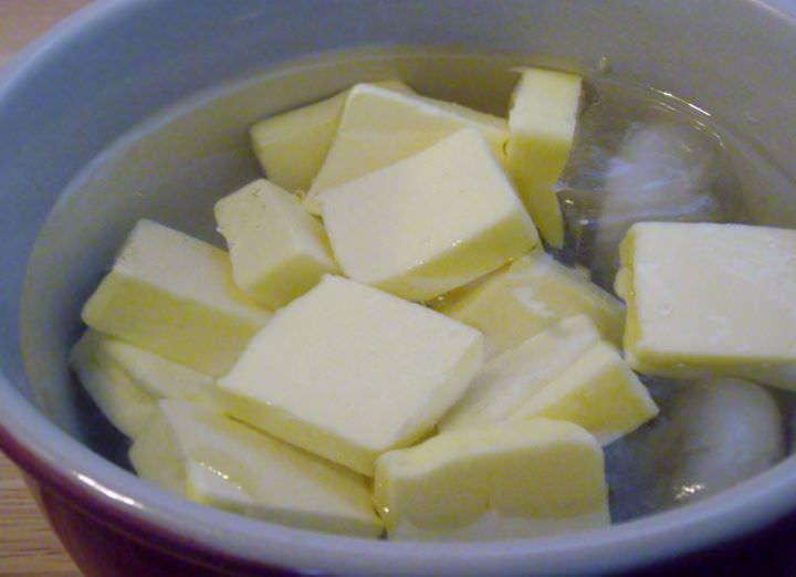 Butter in an ice bath.