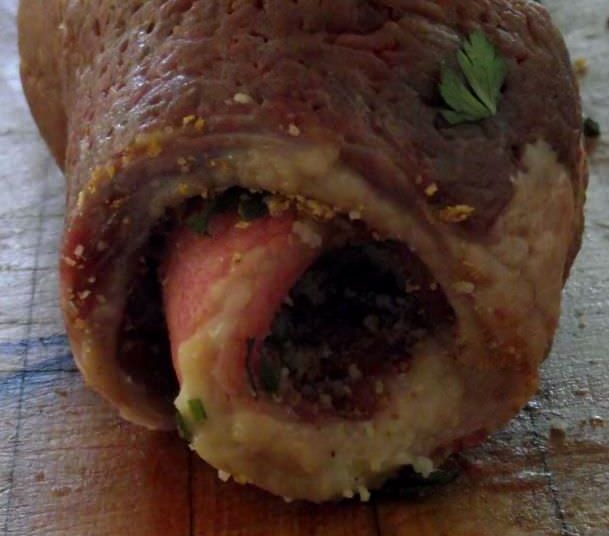 Braciole, rolled and ready to tie with twine.