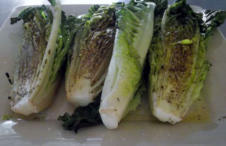 Grilled romaine heads.