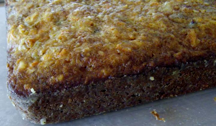 The carrot cake after it is un-panned.