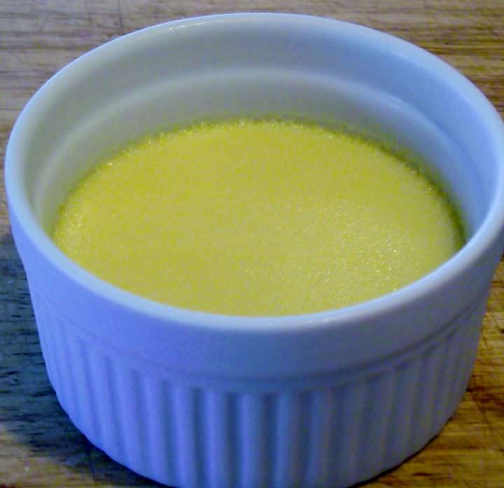 Creme brulee hot out of the oven.