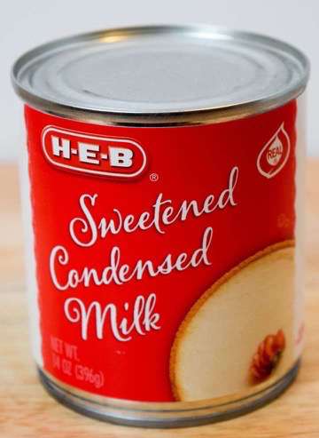 Sweetened condensed milk in the can.