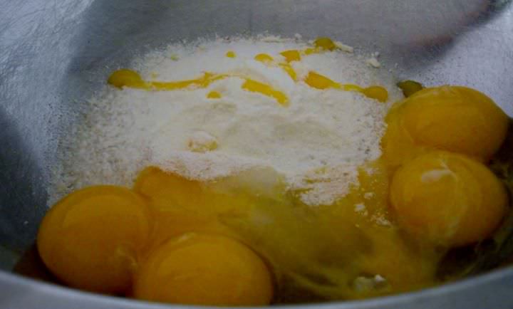Sugar, egg yolks, and powdered milk for ice cream.