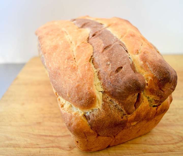 A beautiful loaf of cinnamon cocoa bread.