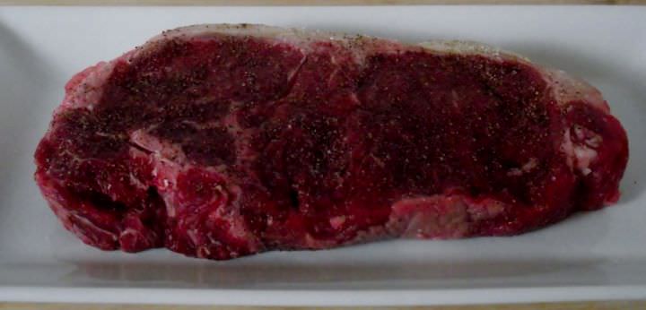 A raw NY Steak.