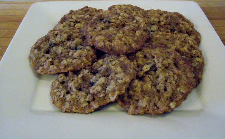 Oatmeal raisin cookies on a plate.