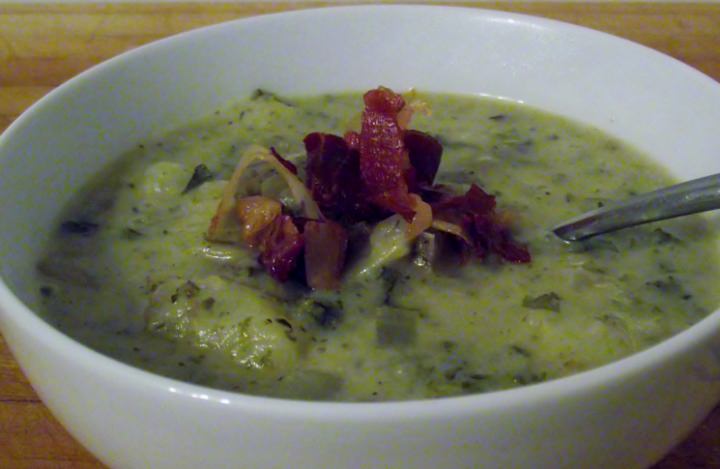 A comfort food dish for Fall: my easy potato soup recipe with leeks, kale, and prosciutto.