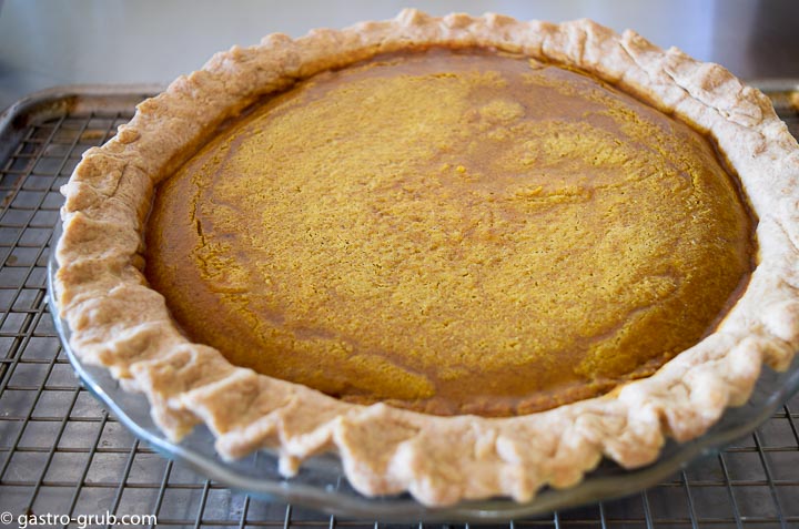 Pumpkin pie straight out of the oven.