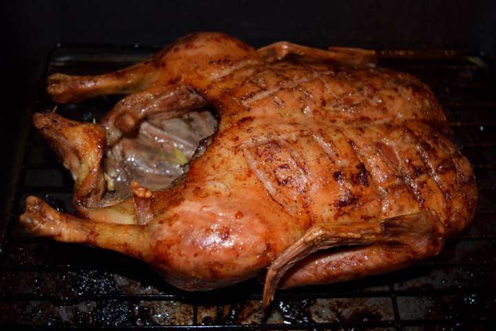 The duck after roasting for 4 hours.