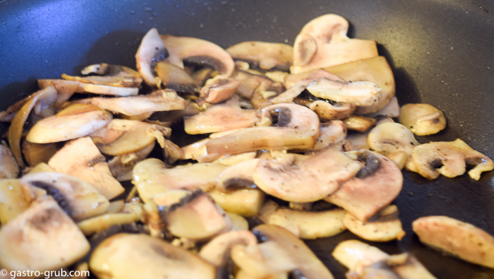 Sautéing mushrooms.