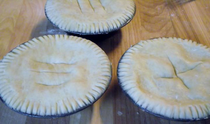 Chicken pot pies ready for the oven.