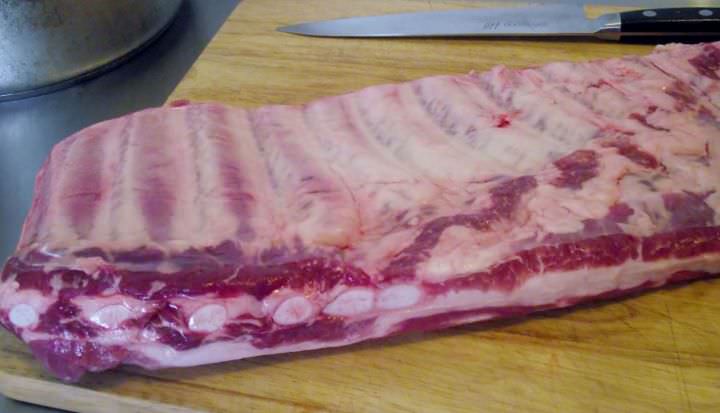 St Louis style pork rib rack.