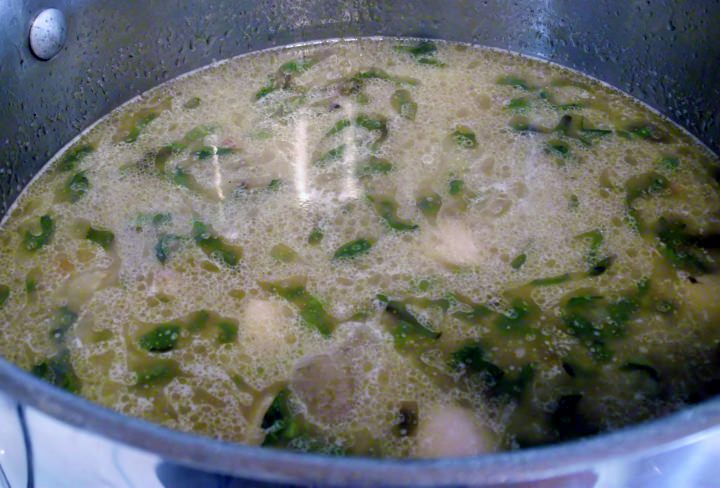 15 bean soup cooking on the stove top.