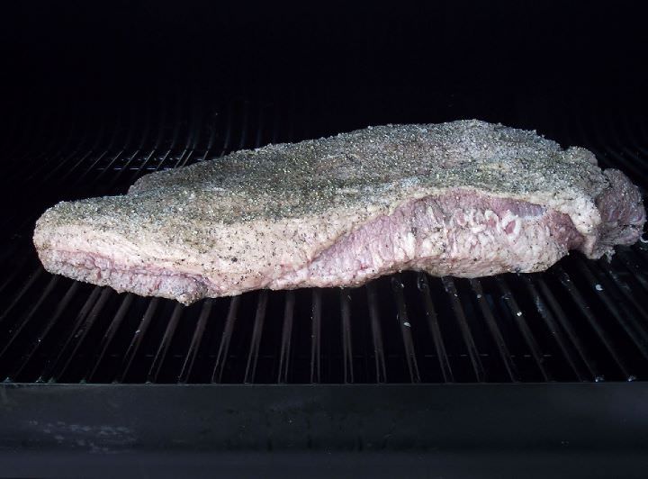 Brisket loaded into the smoker.