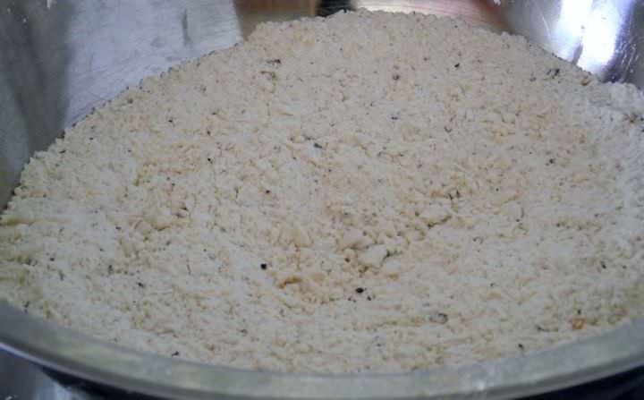 Flour and butter mixture in a mixing bowl.