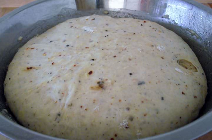 Stromboli dough after rising.