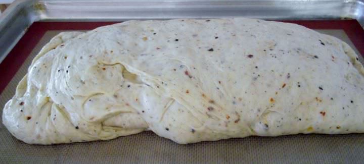 Stromboli loaf ready for the oven.