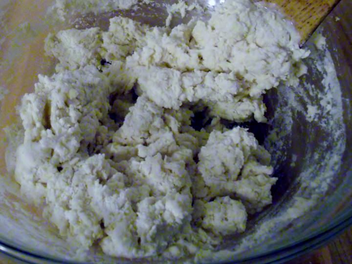 Add the buttermilk and just bring the dough together.