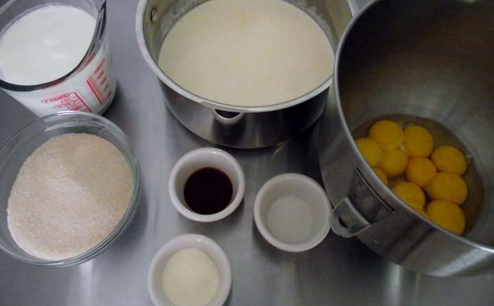 Ingredients for buttermilk ice cream.