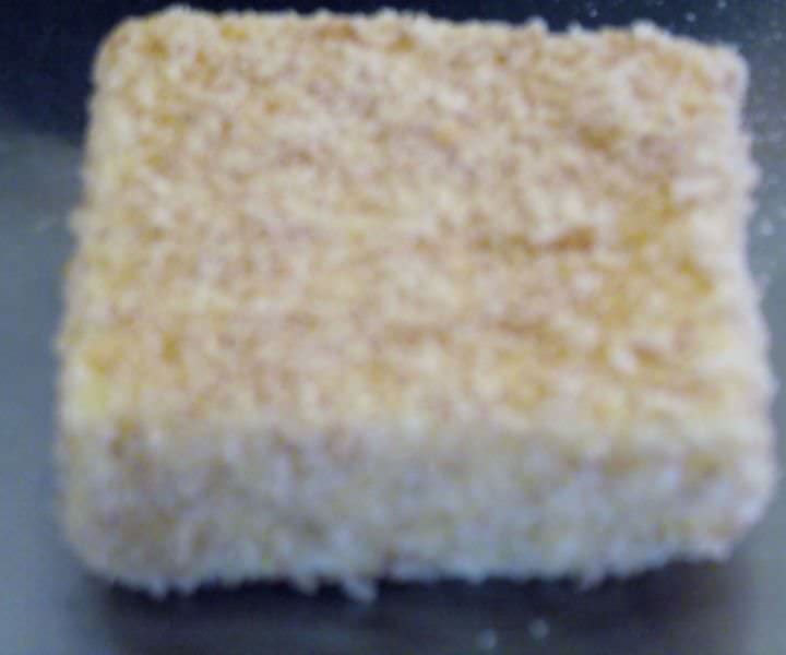 Breaded polenta square.