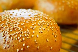 Sesame seed burger bun.