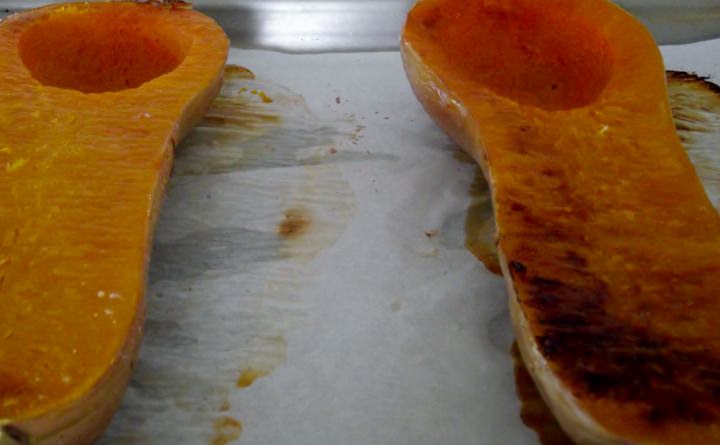 Squash cooling on a sheet pan.