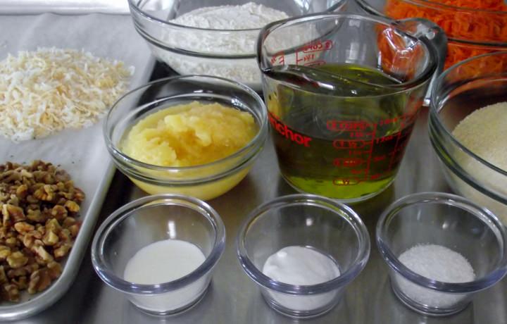 Ingredients for carrot cake.