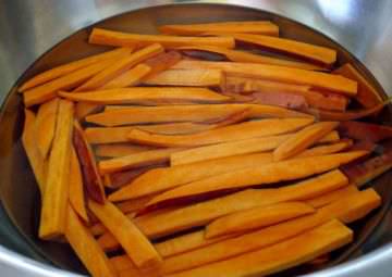 Raw sweet potato fries.