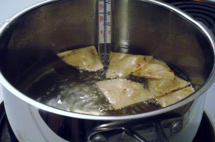 Frying the tortilla chips