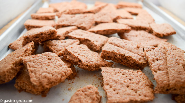 Graham crackers on a sheet pan.