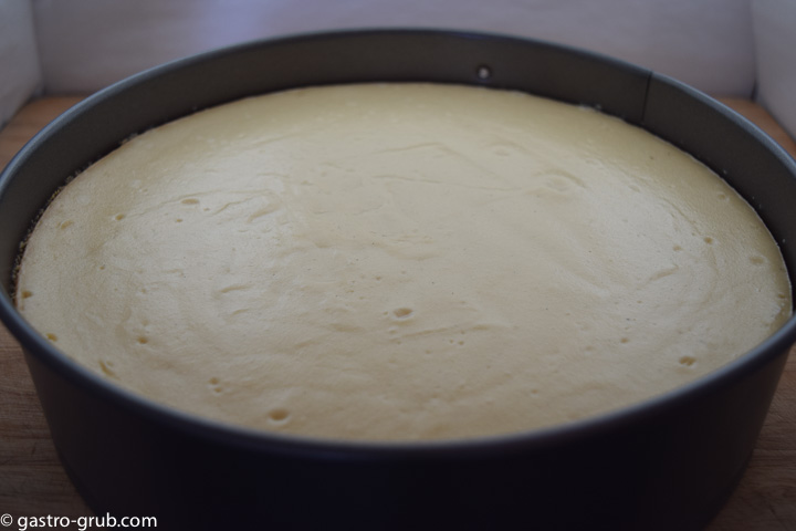 Cheesecake fresh out of the oven.