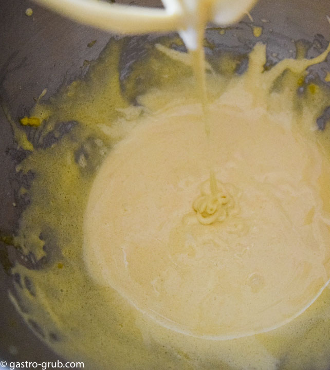 Whisk on medium high speed until the yolks reach the ribbon stage.