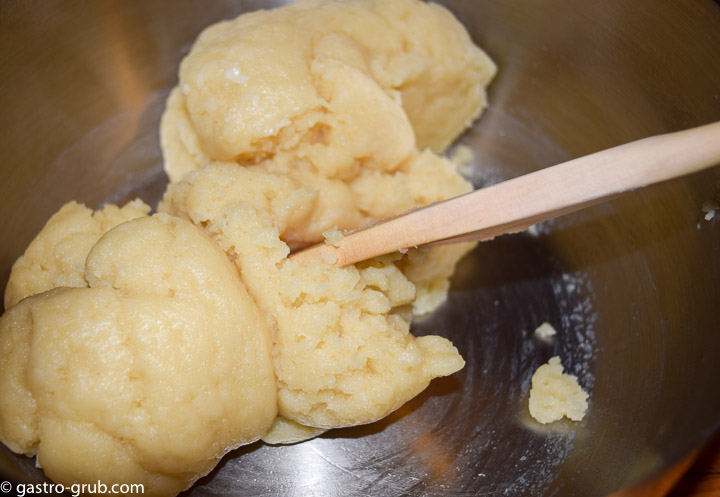 For the pastry shells stir with a wooden spoon until the flour is incorporated, and the batter is smooth.