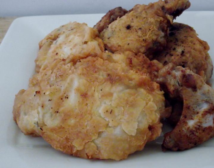 Fried chicken on a plate.