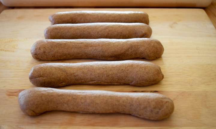 Cinnamon cocoa dough ropes or logs.