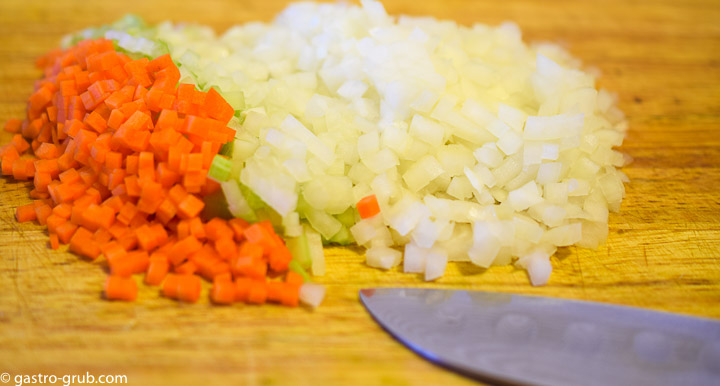 Diced celery, carrot and onion.
