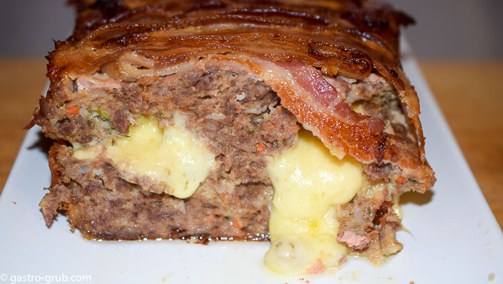 Bacon wrapped gouda stuffed meatloaf.