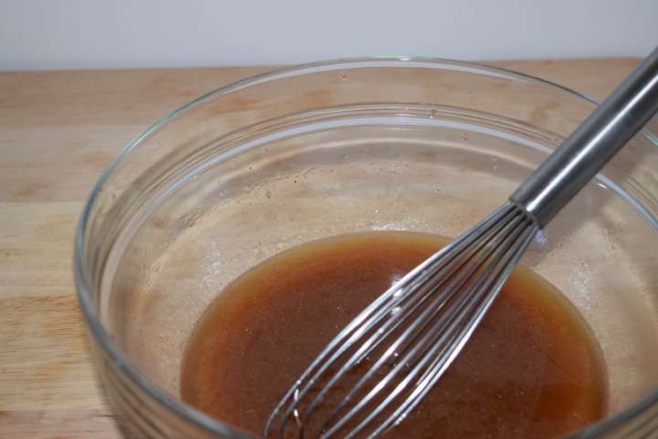 Blood orange vinaigrette in a bowl.