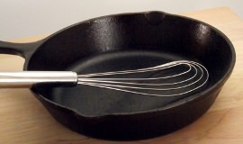 Pan Whisk in Cast Iron Skillet