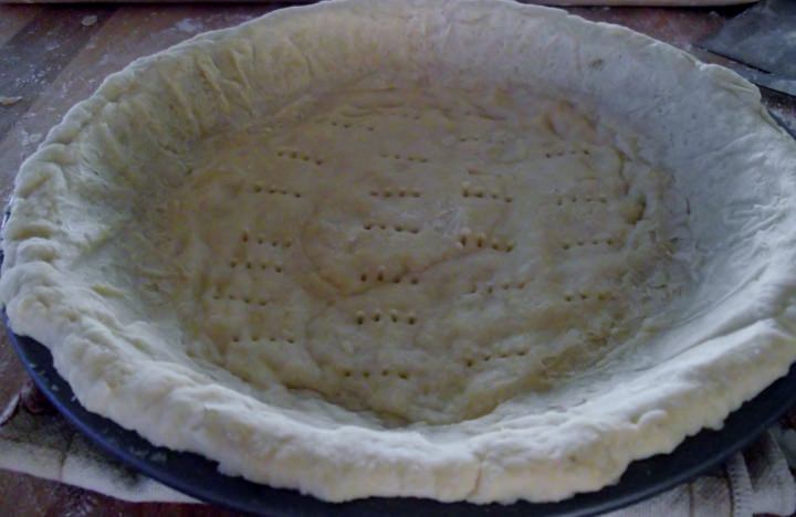 Pecan pie crust after blind baking.