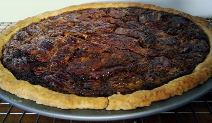 Pecan pie immediately out of the oven.