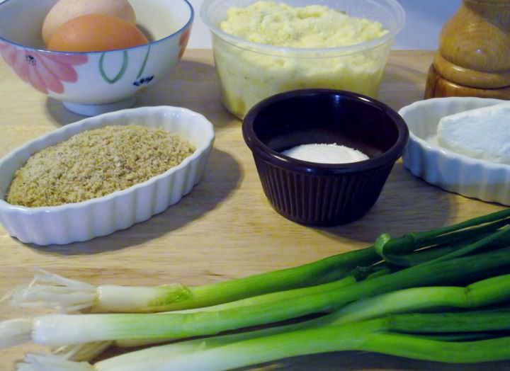 Ingredients for potato croquettes.