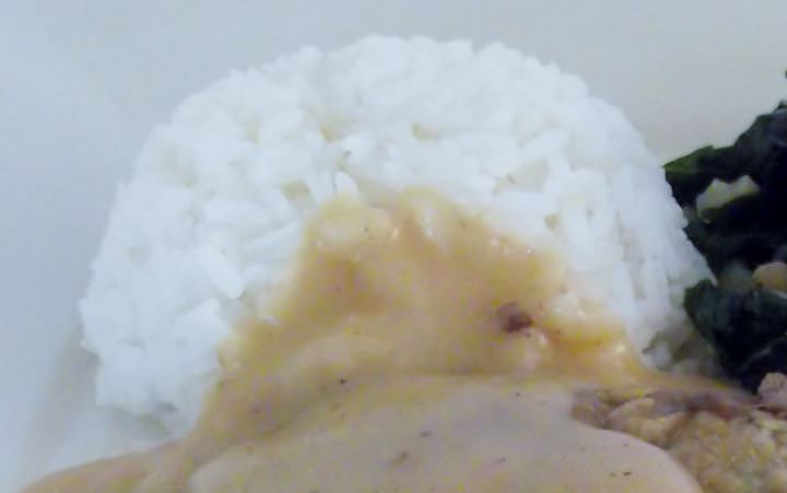 White rice with chicken gravy.