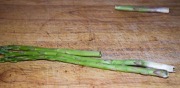 Line up the remaining asparagus stalks.