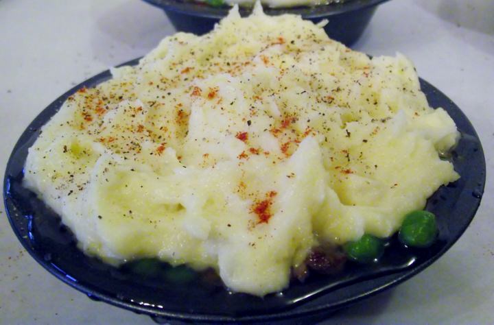 Shepherd's pie or cottage pie, ready for the oven.