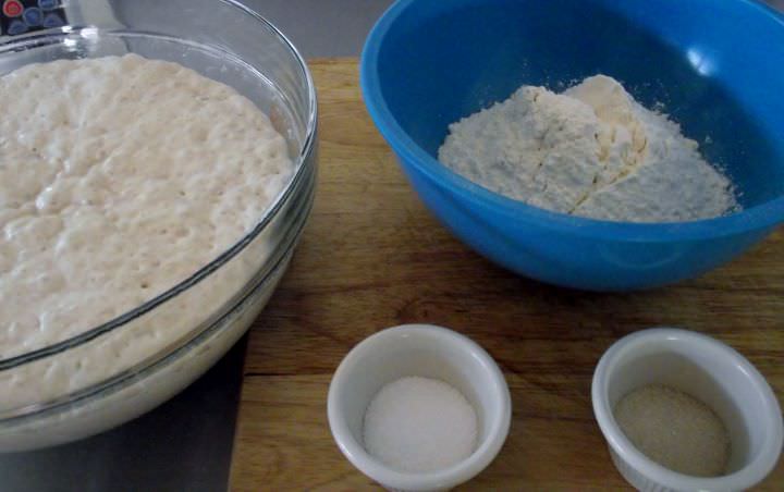 Ingredients for sourdough bread.