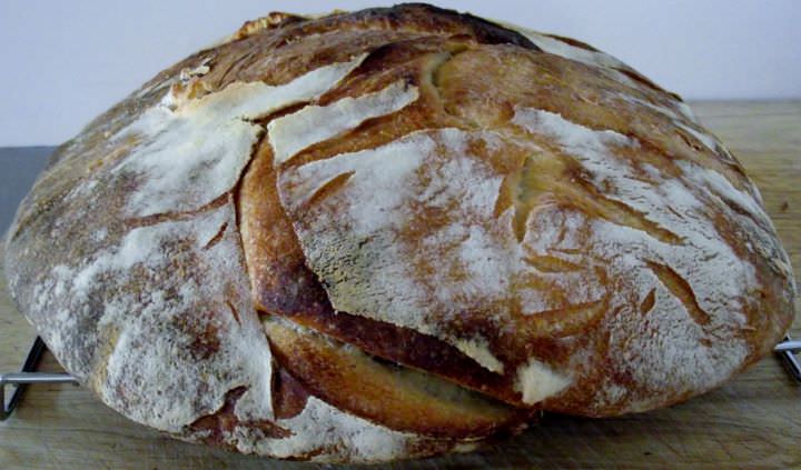 Sourdough bread round.