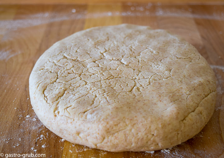 Shortcake dough formed into a disc.