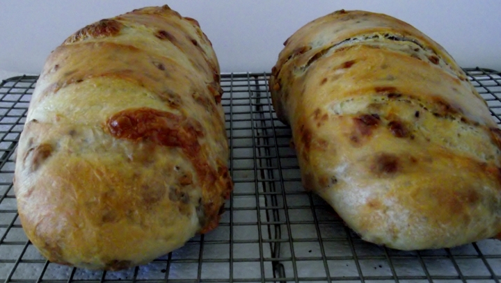 Blue cheese walnut sourdough bread.